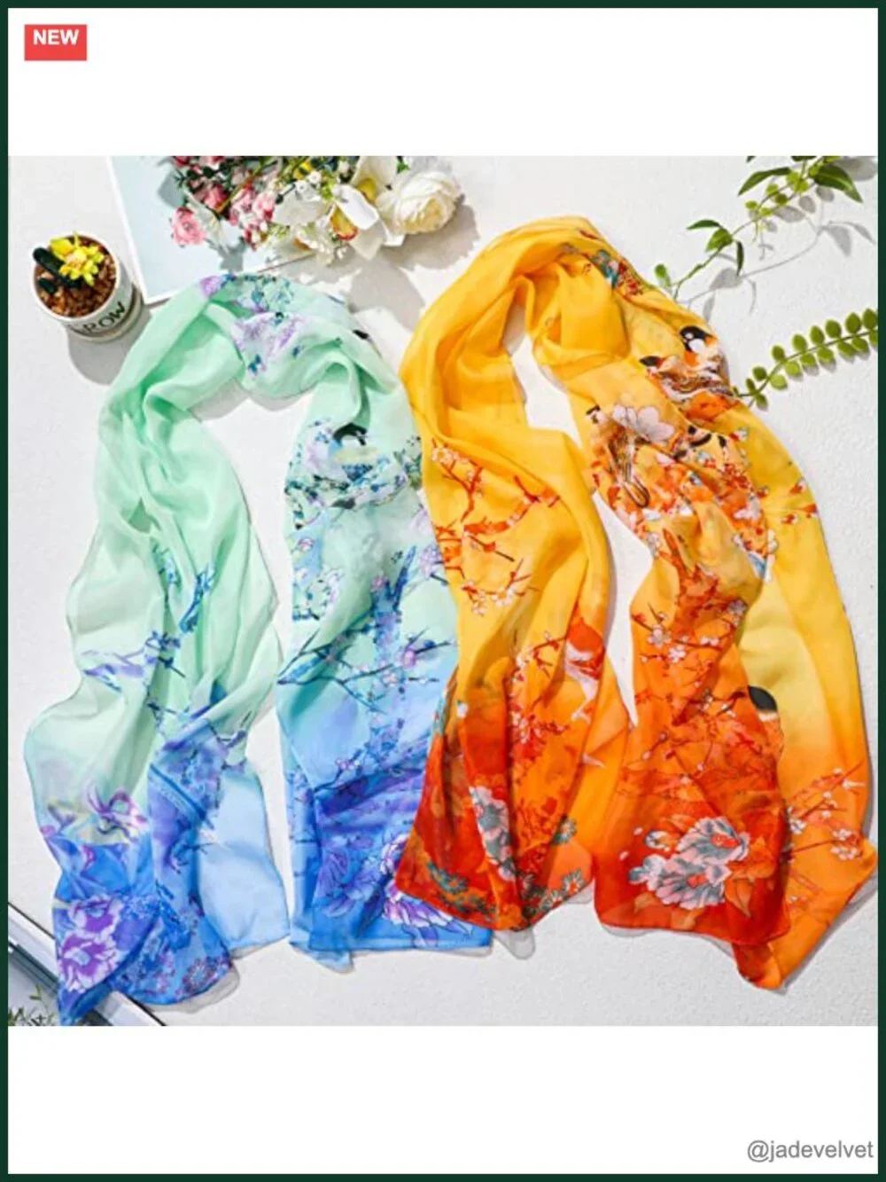 6 Pcs Lightweight Floral Print Scarves for Women Long Sheer Shawl Set